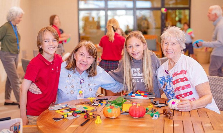 Fifth-graders from Christ Lutheran School visited HOV’S Adult Day Club members and spent the day painting, gardening and playing games.