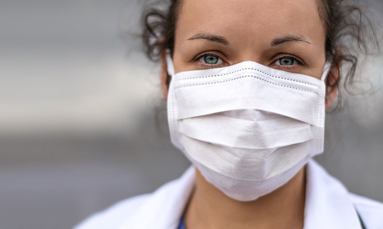 Close-up of woman wearing face mask