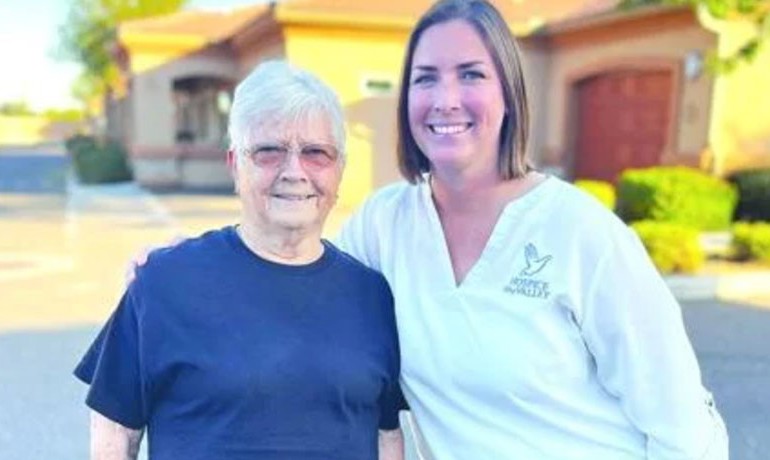 Mom Charlotte Brewer with her HOV nurse, Kelly Langston