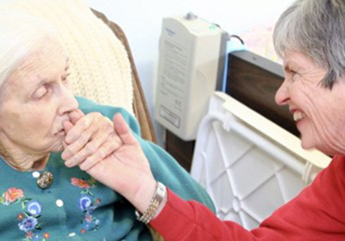 Volunteer with patient