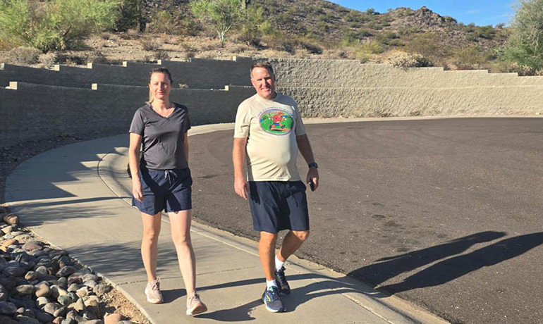 Elisha walks with James to brighten his day and reduce caregiver stress.