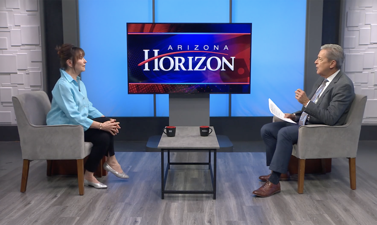 Arizona Horizon's Ted Simons sits with Hospice of the Valley Dementia Program Director Maribeth Gallagher.