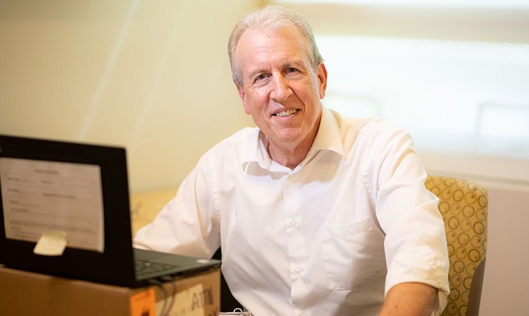 Bob Barrett with laptop