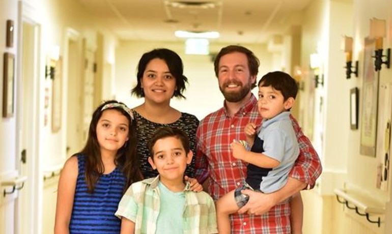 Maricela and Derek Kempf with their children Isabella, Noah and Ethan Kempf at Hospice of the Valley.